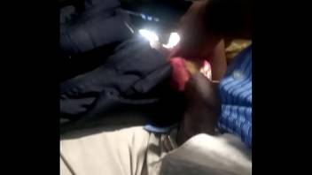 Young boy wet aunt's pussy in the bus